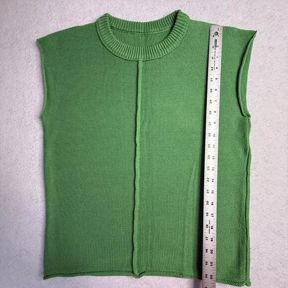 Women’s Lightweight Cap Sleeve Knit Top – Kelly Green, Loose Fit Pullover SMALL - Picture 6 of 9